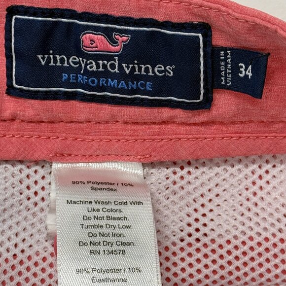Vineyard Vines Performance Breaker Shorts Mens 34 Pink Chino Golf Flat Stretch - Picture 5 of 7
